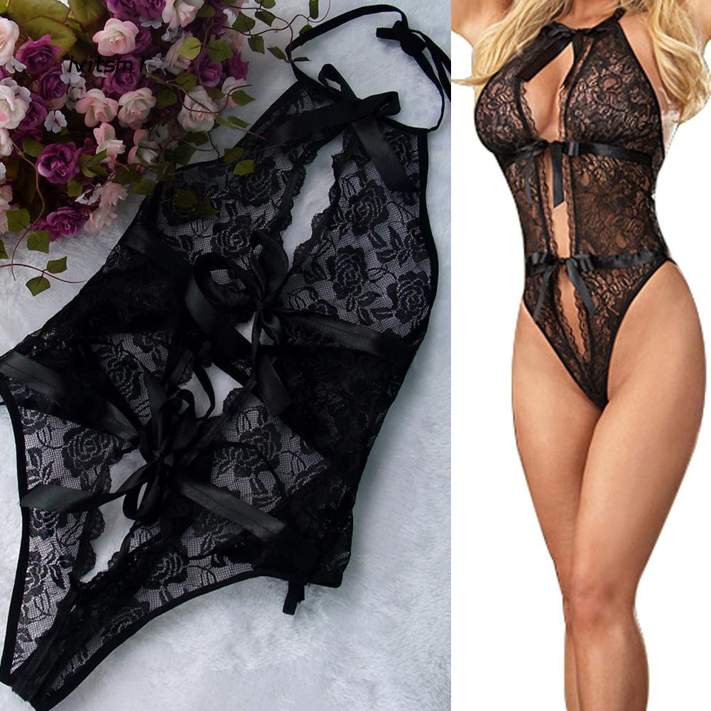 Đồ ngủ ren xuyên thấu thắt nơ thời trang nữ gợi cảm | BigBuy360 - bigbuy360.vn