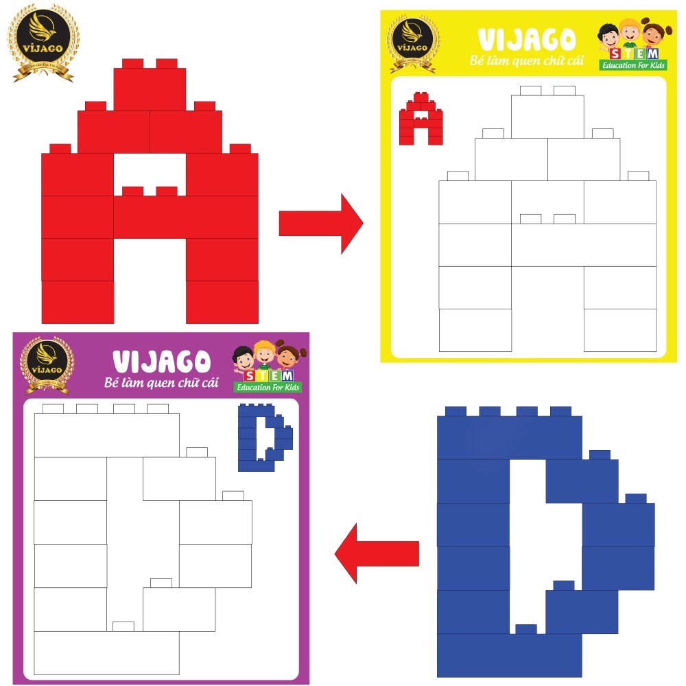 Bộ xếp hình thông minh 205 chi tiết từ nhựa nguyên sinh - Vijago - (VJG0474)