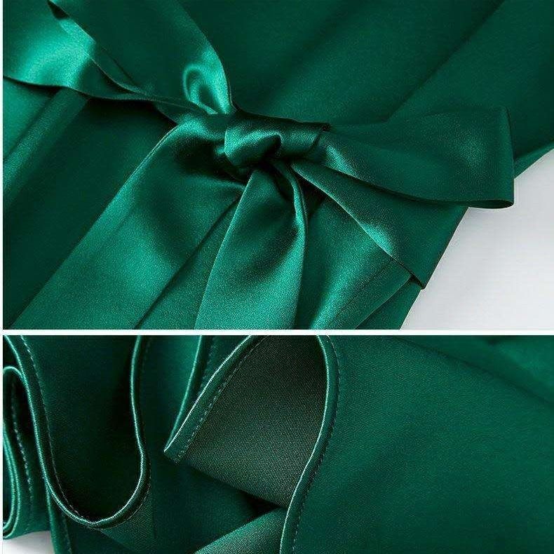 Elegant temperament fiber silk silky smooth satin women's short-sleeved mid-length lace-up summer slim slimming ladies skirt A-line | BigBuy360 - bigbuy360.vn
