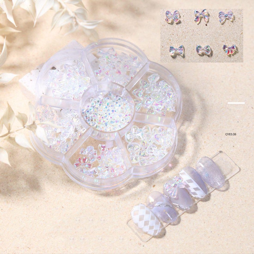 OCEANMAP Phụ Kiện Trang Trí Móng Tay Nghệ Thuật 3D 7 Ngăn Hình Nơ Bướm Dễ Thương DIY