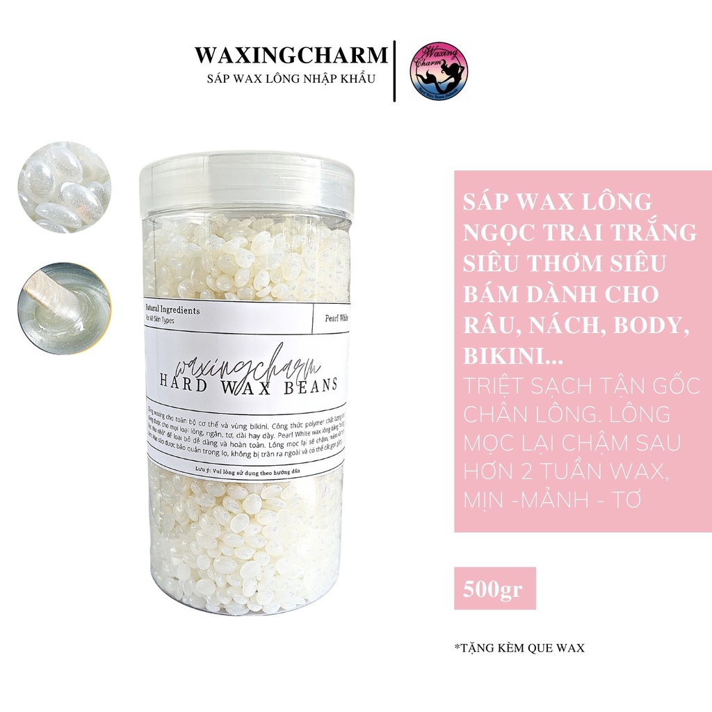 Sáp Wax Lông Nóng Pearl White Hard Wax Beans WaxingCharm  Dành Cho Mặt, Râu, Nách, Body, Bikini