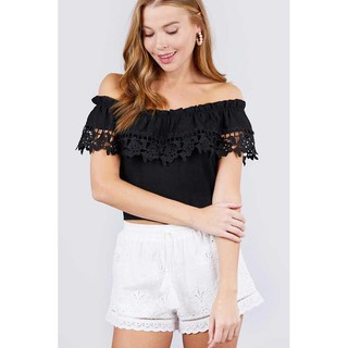 Áo croptop bẹt vai Active xuất xịn