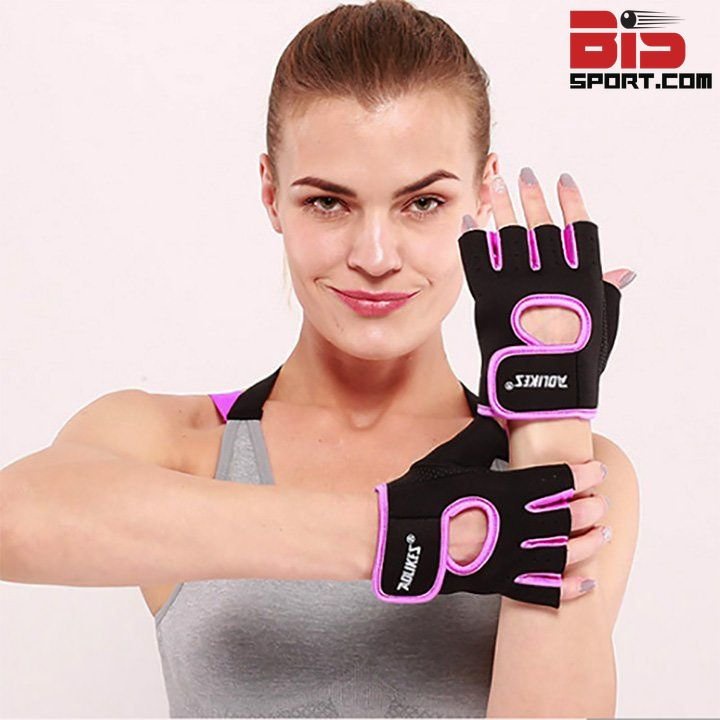 Đôi Bao Tay Tập Gym Thể Thao Aolike Loại Nữa Ngón - Phụ Kiện Tập Gym - Hồng- Chống Chai Tay, Trơn Tuột Khi Cầm Tạ, Đu Xà