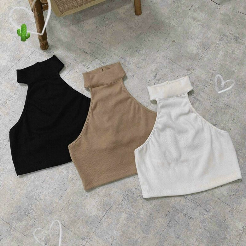 Áo cổ lọ hở lưng đính cườm sau cổ