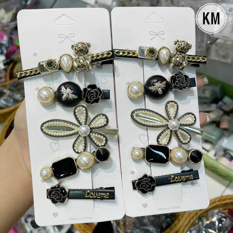 Set 5 Kẹp Tóc Tiêu Thư Sang Chảnh ( Màu Đen
