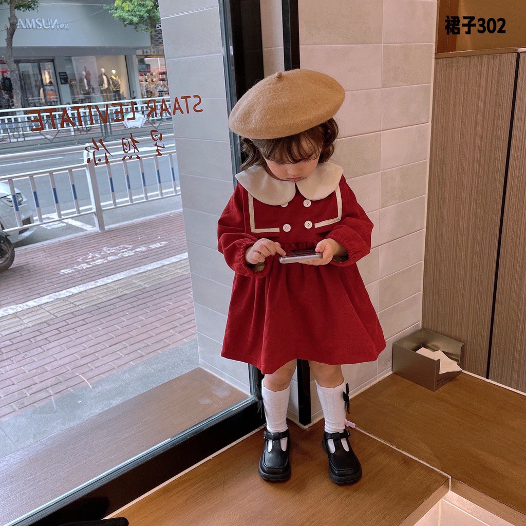 Váy cho bé - Váy nhung babydoll bé gái AM825 TTR114