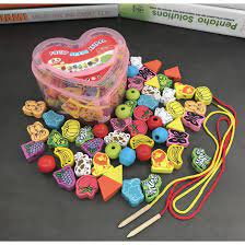 Đồ chơi trí tuệ Montessori - Đồ chơi Xâu Hạt Gỗ Hộp Trái Tim Rèn Luyện Sự Khéo Léo, Kiên Nhẫn Cho Bé