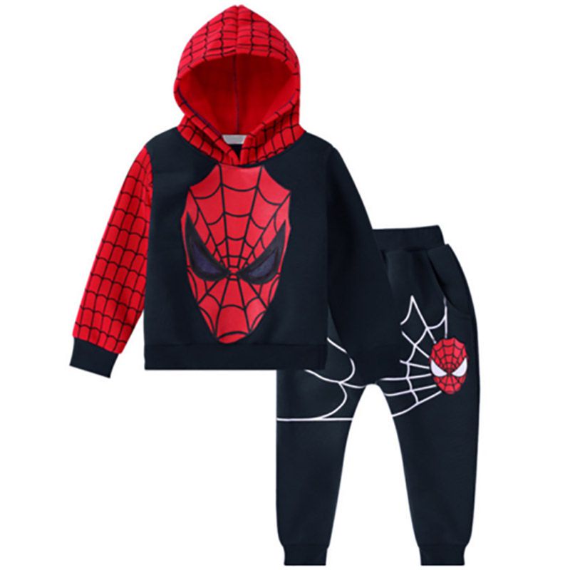 Bộ Trang Phục 2 Mảnh Áo Hoodie Tay Dài In Hình Người Nhện Phối Quần Dài Thời Trang Cho Bé Trai