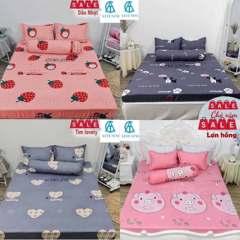 GA GỐI COTTON GIƯỜNG 🛏1M6/1M8🛏 HỌA TIẾT NGỘ NGHĨNH ĐÁNG YÊU DRAP BO CHUN KÈM 2 VỎ GỐI ĐẦU ATTENCO BEDDING | BigBuy360 - bigbuy360.vn