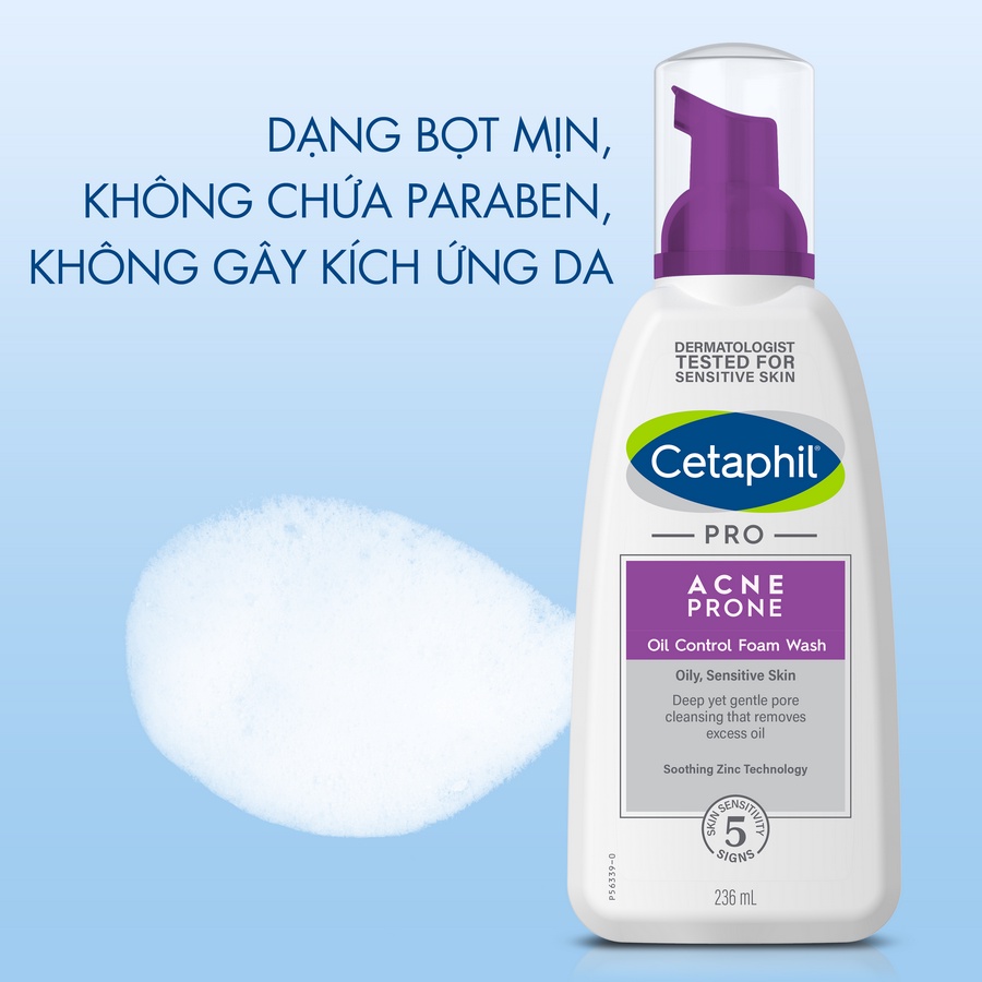 Sữa rửa mặt tạo bọt mịn dịu lành cho da dầu mụn nhạy cảm CETAPHIL PRO ACNE PRONE/OIL CONTROL FOAM WASH