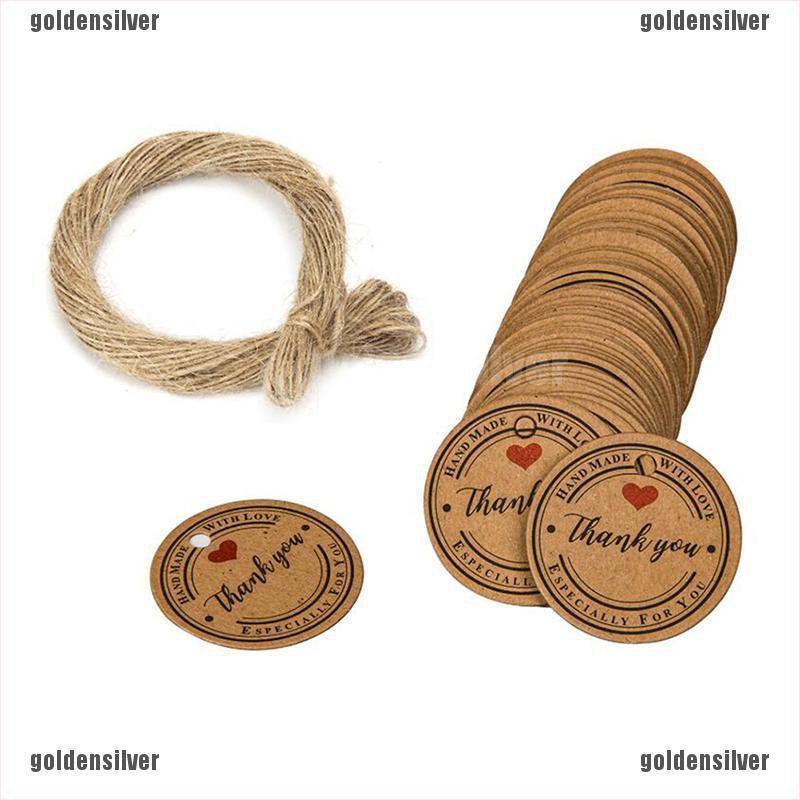 Set 100 Thẻ Giấy Kraft In Chữ Thank You Dùng Để Trang Trí Gói Quà Cưới
