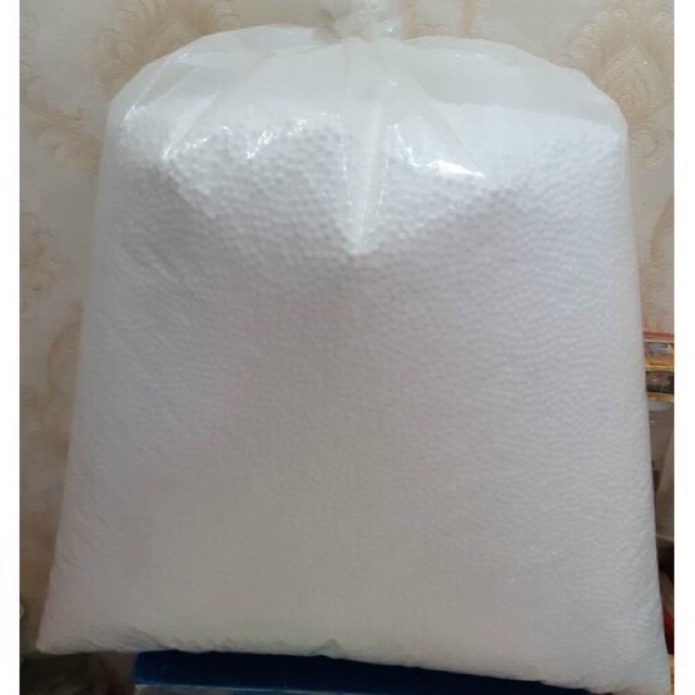 0,5kg hạt xốp tròn màu trắng trắng trí giáng sinh, làm mồi câu, chơi slime, gối lười...