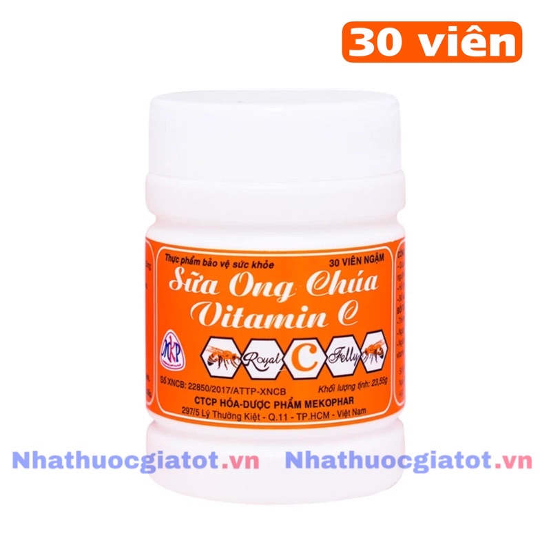 Kẹo Ngậm Sữa Ong Chúa Vitamin C Mekophar - Lọ 30 Viên