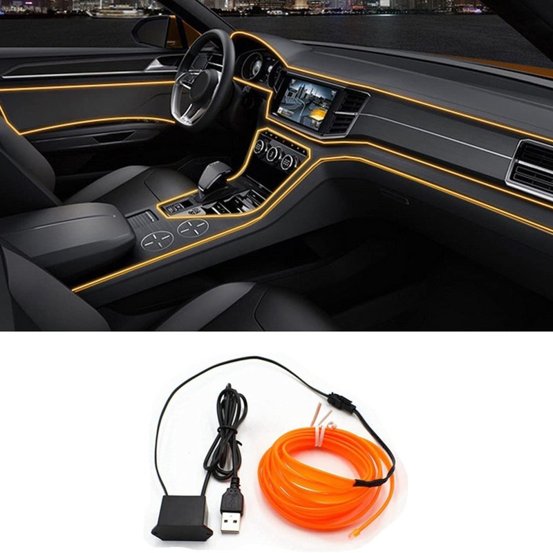 Dây Đèn LED Neon EL RGB Nhiều Chế Độ Cho Xe Hơi