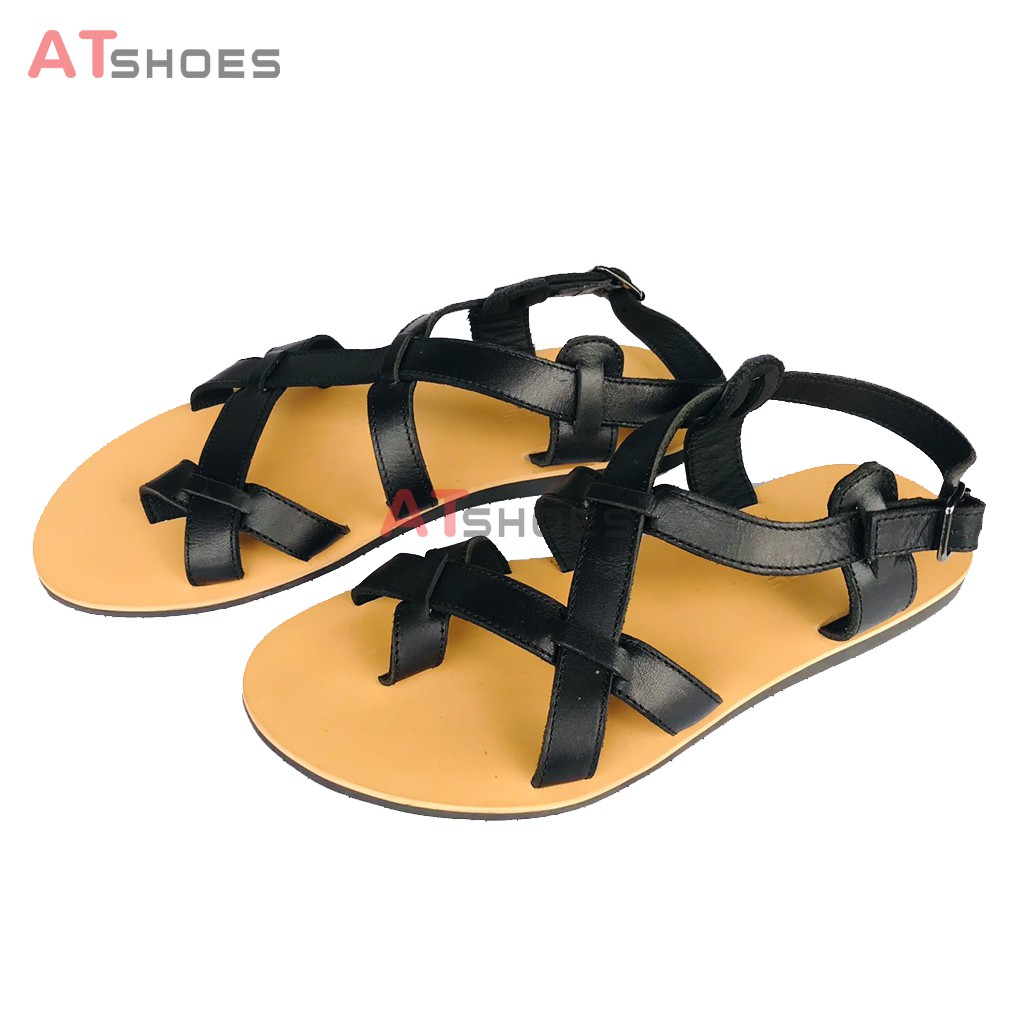 Sandal nam, dép quai ngang, dép nam da bò, không thấm nước, êm chân thoải mái  Atshoes XDxn201