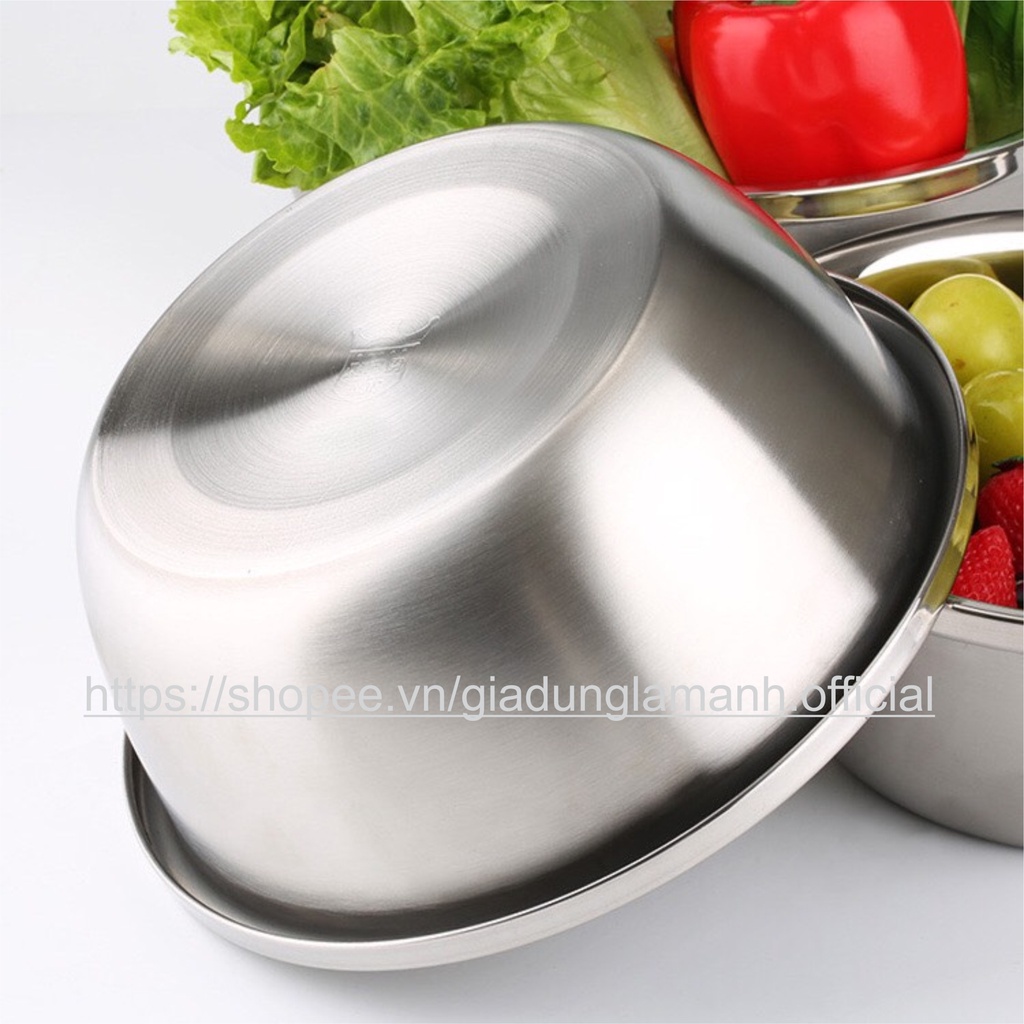 (Combo 5) Chậu Inox SUS 304, Thau Chậu Inox Đa Năng đủ size 18-32