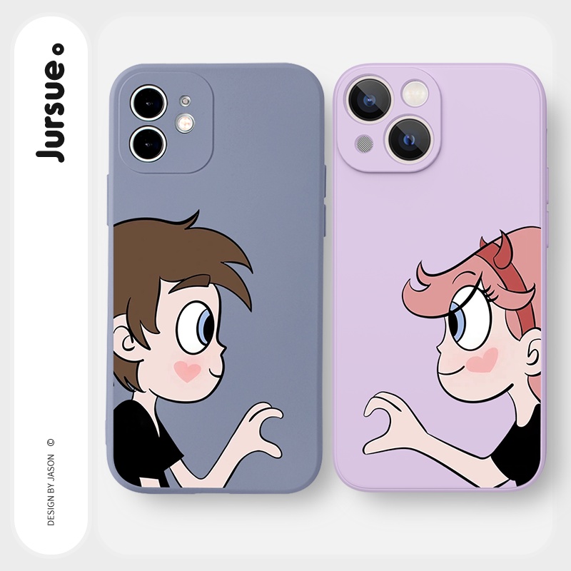 Ốp lưng JURSUE hoạt hình cặp đôi dễ thương đẹp cho iPhone 13 12 11 Pro Max SE 2020 X XR XS 8 7 ip 6S 6 Plus Y2069