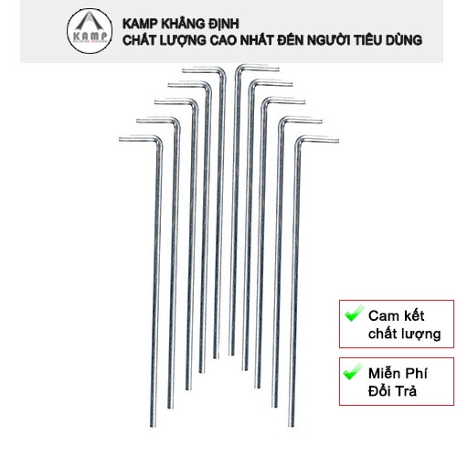 Cọc Cắm Dựng Lều Bằng Thép, Cọc lều, Bộ 10 Cọc cắm lều