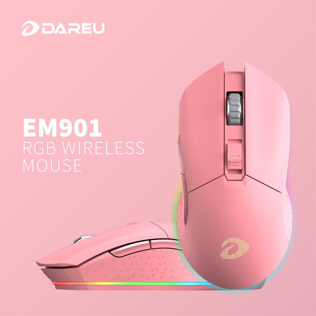 Chuột máy tính DareU EM901 RGB WIRELESS Pink/ Black (Nâng cấp EM905 Pro) - BH 2 năm