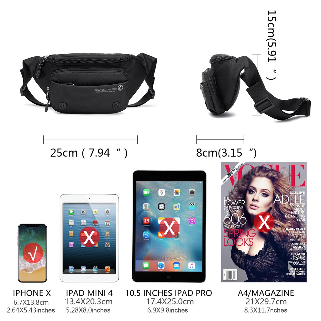 Túi Đeo Hông David Jones Thương Hiệu Pháp Làm Bằng Da Pu Thời Trang | BigBuy360 - bigbuy360.vn