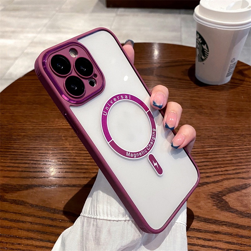 Ốp Điện Thoại Cứng Trong Suốt Từ Tính Có Túi Khí Chống Sốc/Rơi Cho iPhone 12 13 Pro Max ip13