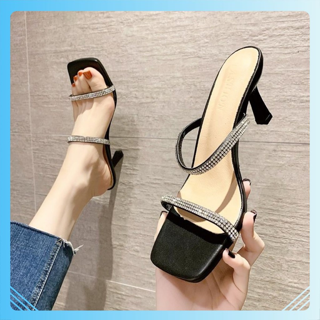 Guốc nữ mã LTG26 quai đính đá gót nhọn 7p (hàng đẹp) hot 2021