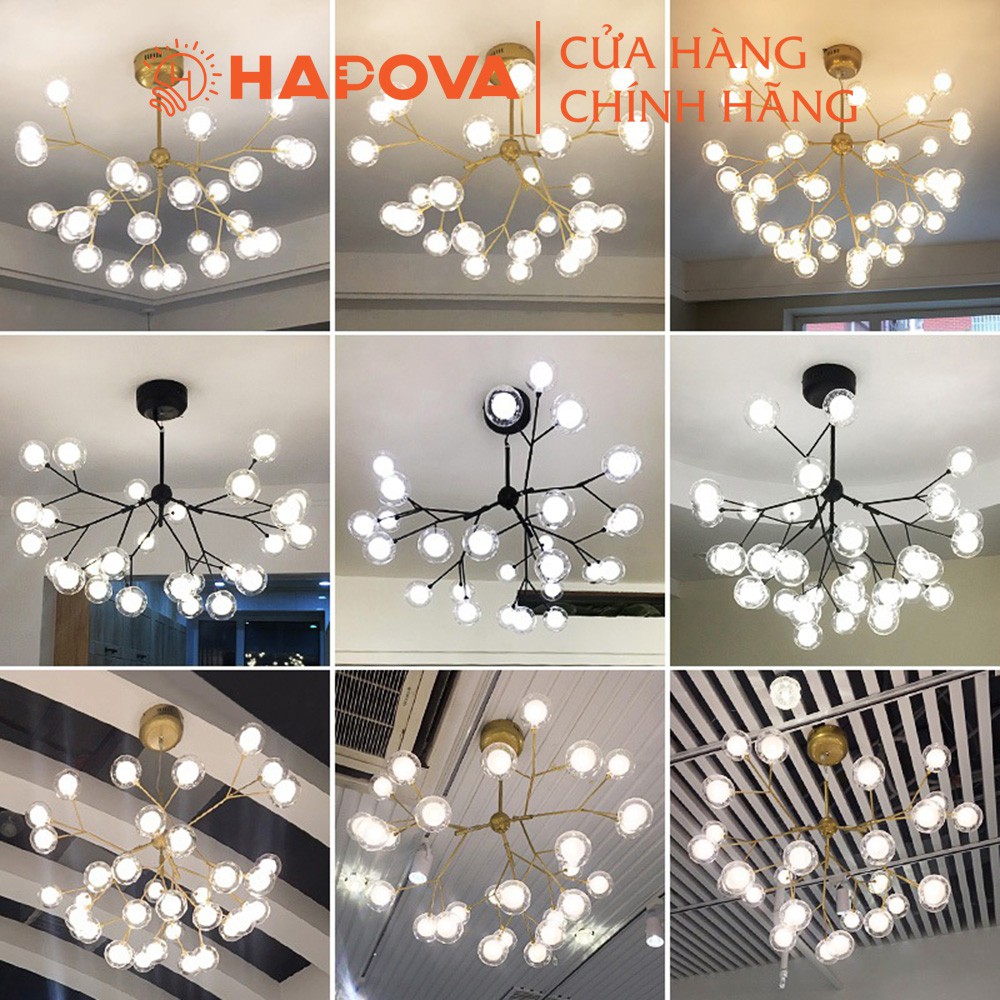 Đèn trang trí phòng khách, Đèn chùm Hera 36 lá HAPOVA TECKE 9011