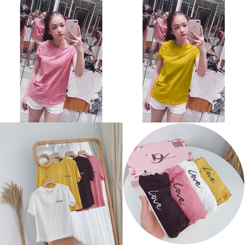 ÁO PHÔNG GIẤY LOVE CỔ TRÒN SIÊU NHẸ MÁT NỮ (HÌNH THẬT) | BigBuy360 - bigbuy360.vn