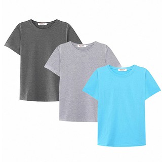 Combo 3 áo thun trơn cao cấp: xanh dương, xám, đen- DK01