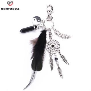 Móc Khoá Hình Dreamcatcher Phối Lông Vũ Phong Cách Boho Độc Đáo