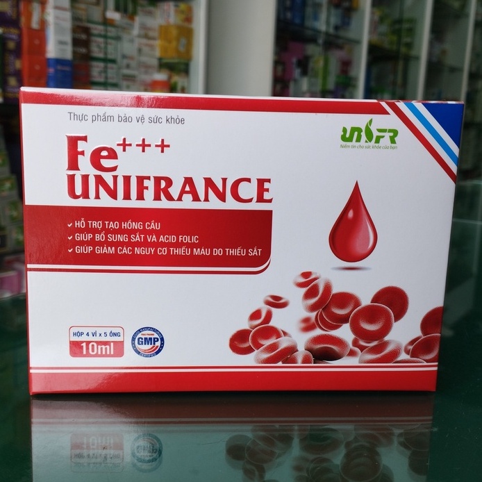 Fe+++ Unifrance - Hỗ trợ bổ sung sắt, vitamin cho phụ nữ mang thai (hộp 4 vỉ x 5 ống)