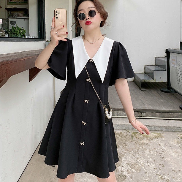 Đầm Dáng Chữ A Cổ Chữ V Form Rộng Phong Cách Pháp