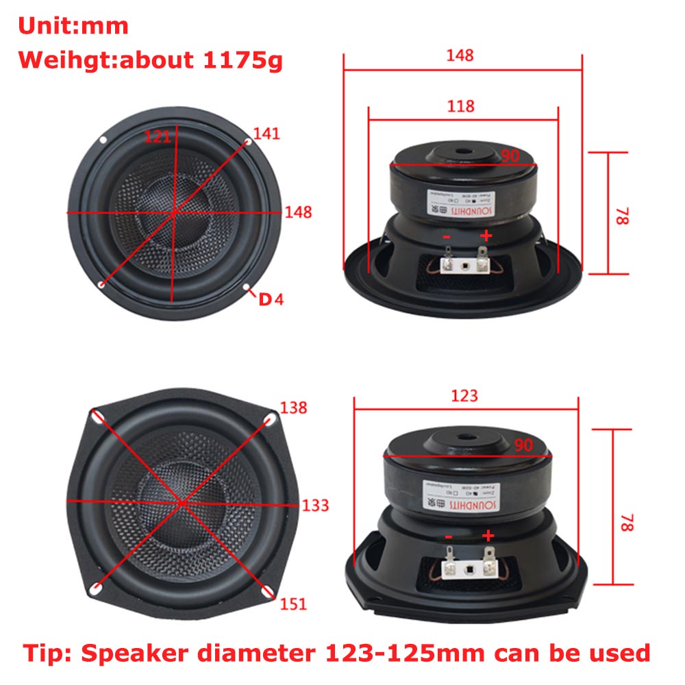1 Loa Siêu Trầm 5.25 inch 4 8 Ohm 60W Woofer 5 inch Cho Máy Hát Tại Nhà DIY