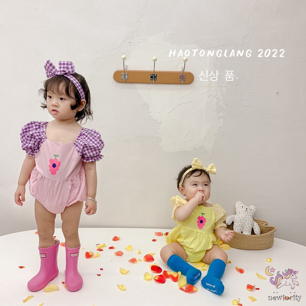 Jumpsuit Tay Phồng Màu Sắc Tương Phản Phong Cách Hàn Quốc Cho Bé Gái