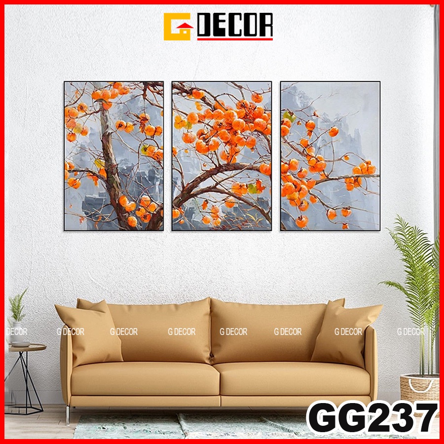 Tranh treo tường canvas khung gỗ 3 bức phong cách hiện đại Bắc Âu tranh phong cảnh trang trí phòng khách phòng ngủ 237