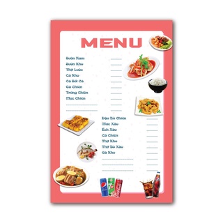 Menu thiết kế cho nhà hàng, quán ăn