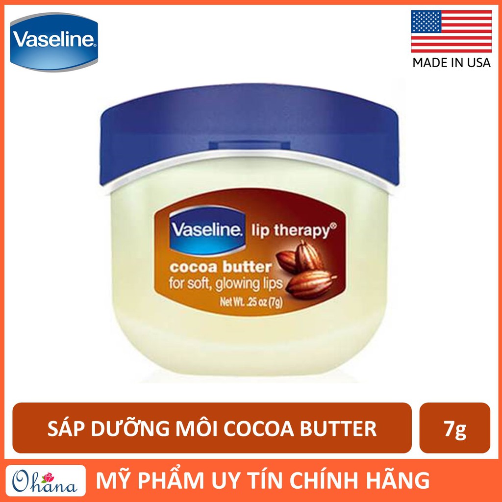 Sáp Dưỡng Môi Chiết Xuất Bơ Cacao Vaseline Lip Therapy Cocoa Butter 7g