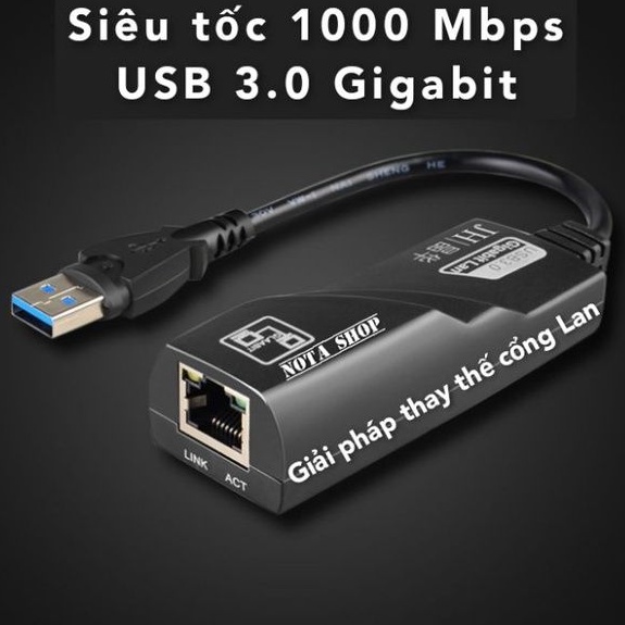 [CÓ SẴN] Cáp Chuyển Đổi USB 3.0 To Lan 1000 Mbps Gigabit - USB Sang Lan - Dây chuyển đổi đầu RJ45 qua USB cho máy tính