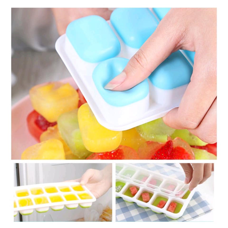 Khay Trữ Đông Đồ Ăn Dặm Nước Dashi Cho Bé Silicon Có Nắp Đậy Dễ Dàng Lấy Ra - Dưa Kids