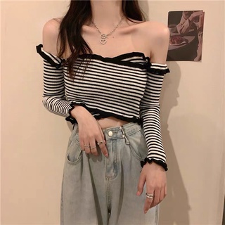 Áo Len Trễ Vai Tay Dài Nữ Hàn Quốc Sexy Kiểu Quyến Rũ Phong Cách Form Rộng Chất Đẹp Quảng Châu Cho Nữ E2-3.1