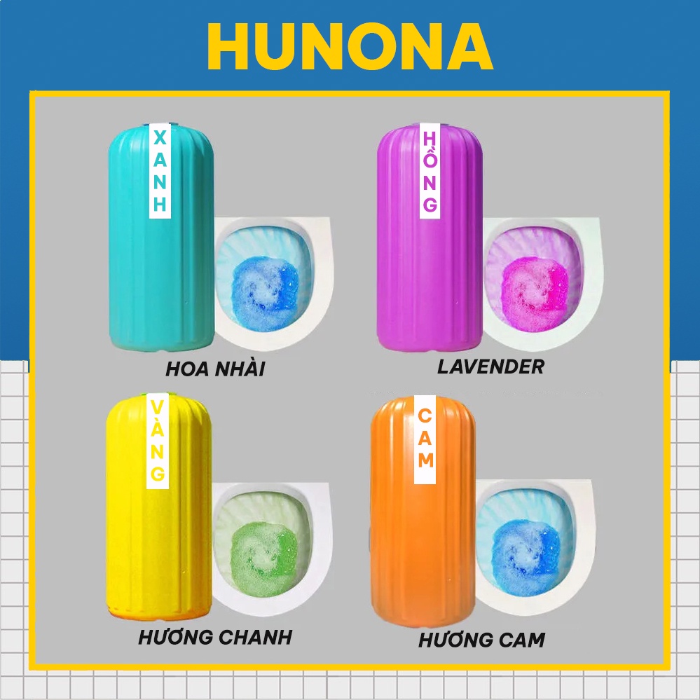 Combo 4 lọ thả bồn cầu khử mùi Hàn Quốc, chai thả vệ sinh bồn cầu diệt khuẩn khử mùi hương thơm tự nhiên - HUNONA