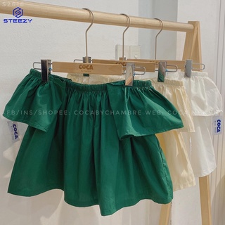 Áo sơ mi trơn trễ vai bo chun