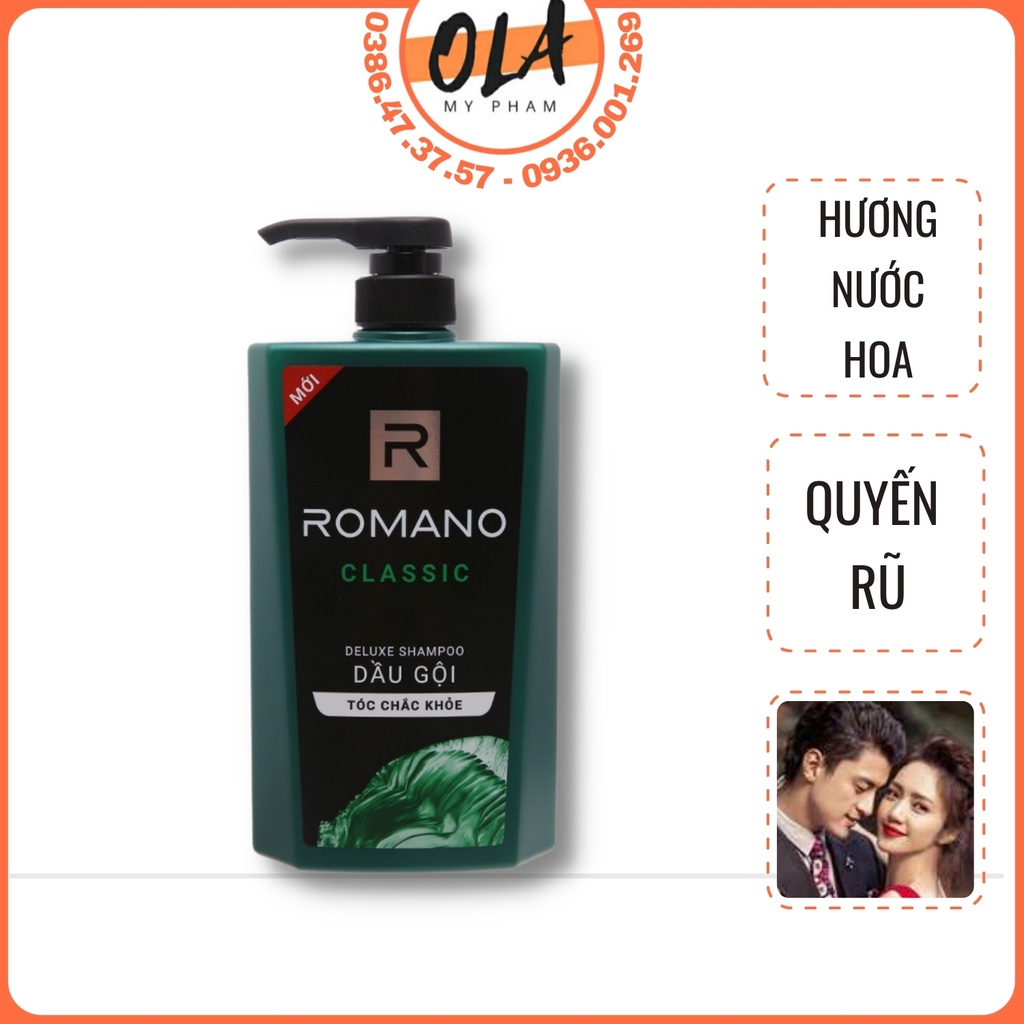 Dầu gội đầu Romano Classic chai có vòi 650ml - mỹ phẩm ola