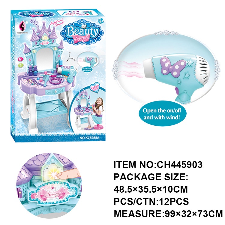 Bộ đồ chơi bàn trang điểm Elsa cỡ lớn hình lâu đài hiệu ứng âm thanh cho bé -  Tiệm Nhà Nắng