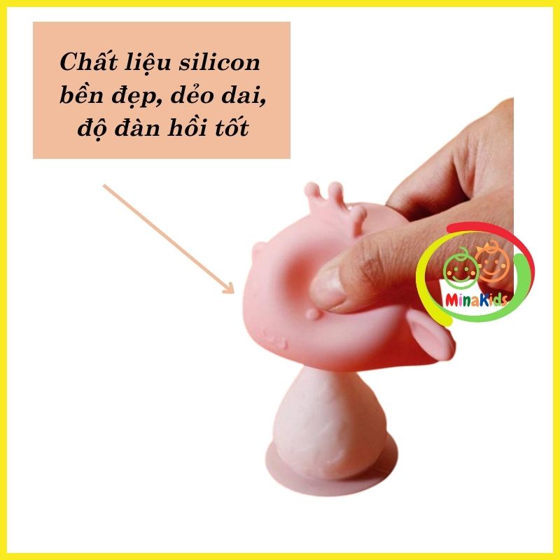 Đồ Chơi Gặm Nướu Cho Bé Silicone Hình Nấm Kèm Lục Lạc Leng Keng GN05