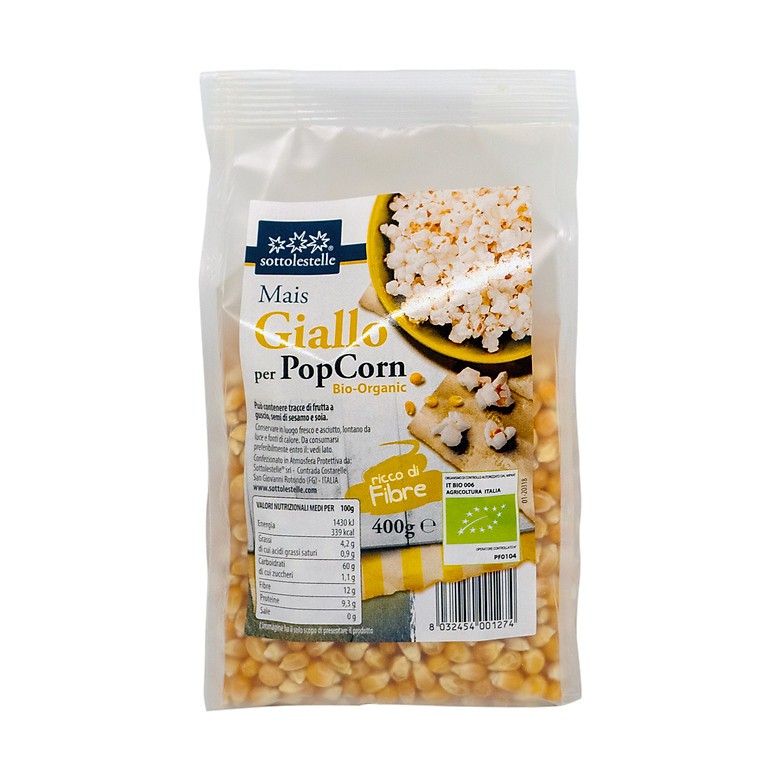  Bắp hạt hữu cơ làm bắp rang bơ Sottolestelle 400g Organic PopCorn