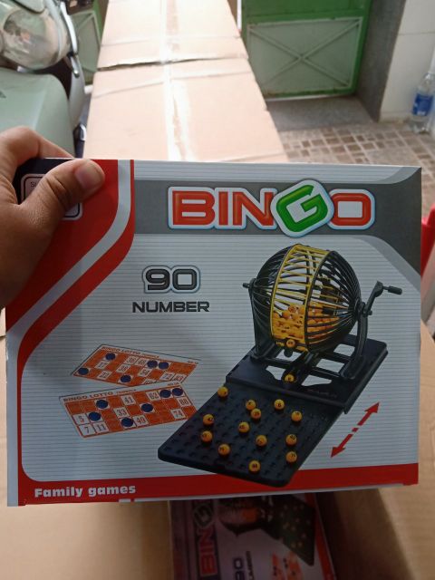Bộ Bingo loto 90 số lồng quay 12cm