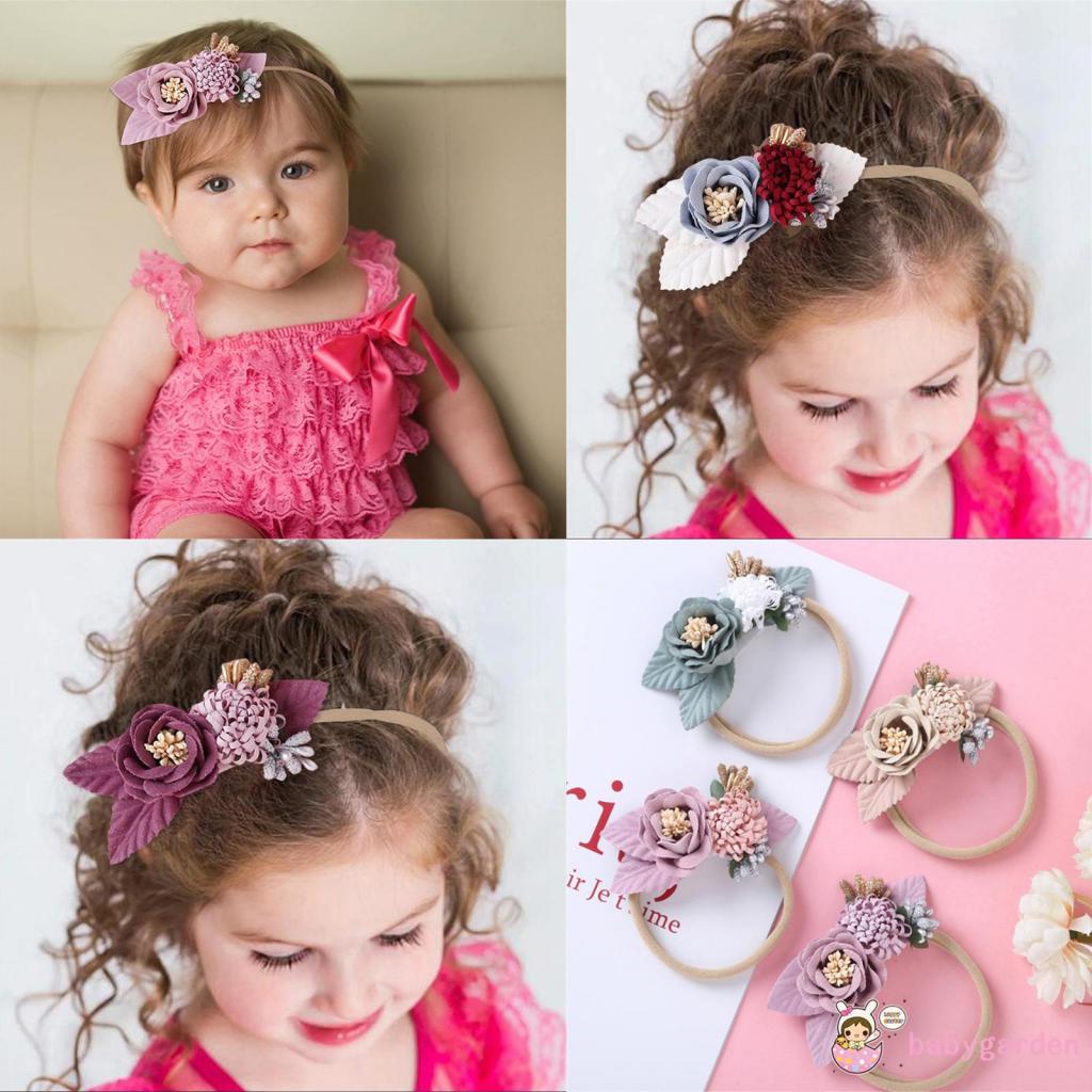 Băng Đô Hoa Mềm Mại Co Giãn Làm Phụ Kiện Chụp Ảnh Cho Bé Gái