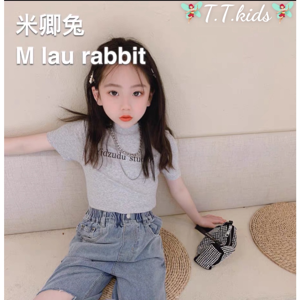 Set Quần Jean Suông Áo Thun Dài Tay Cho Bé Gái 25-35kg - Set Quần Bò Áo Cotton Co Dãn Mềm-Cá Tính - N&D Kids