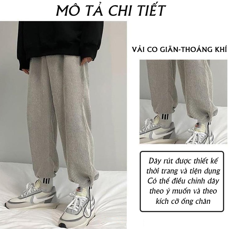 Quần jogger nam nữ dây rút, quần nam nữ thể thao tập gym chất nhung gân phong cách Hàn Quốc free ship mã QN4